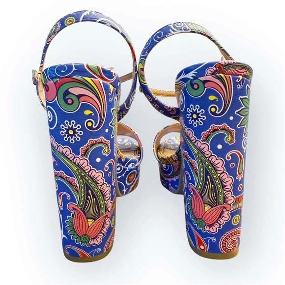 NWOT Chinese Laundry Women’s Abie Paisley Platform Psychedelic Chunky Heels - Picture 5 of 15